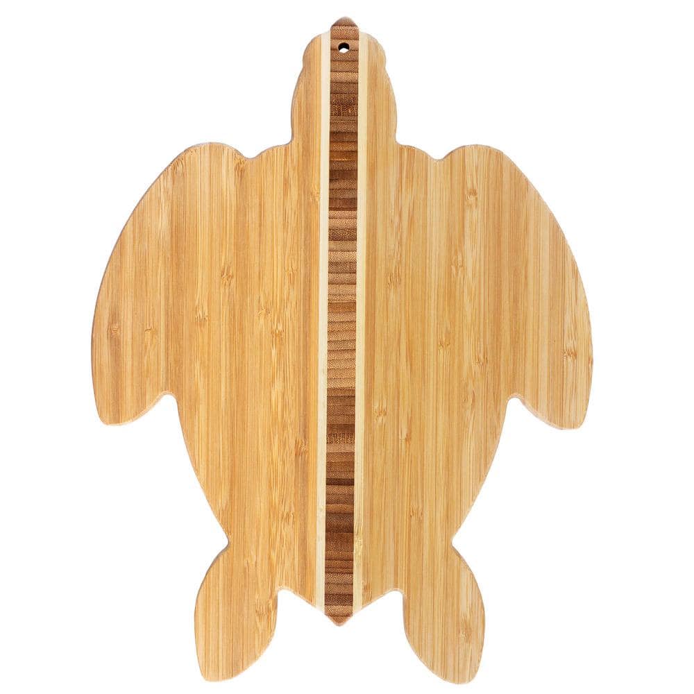 1-Piece Natural Wood Bamboo Cutting Board and Charcuterie, Turtle Shaped Cutting Board Great for Wall Display - Hercitys