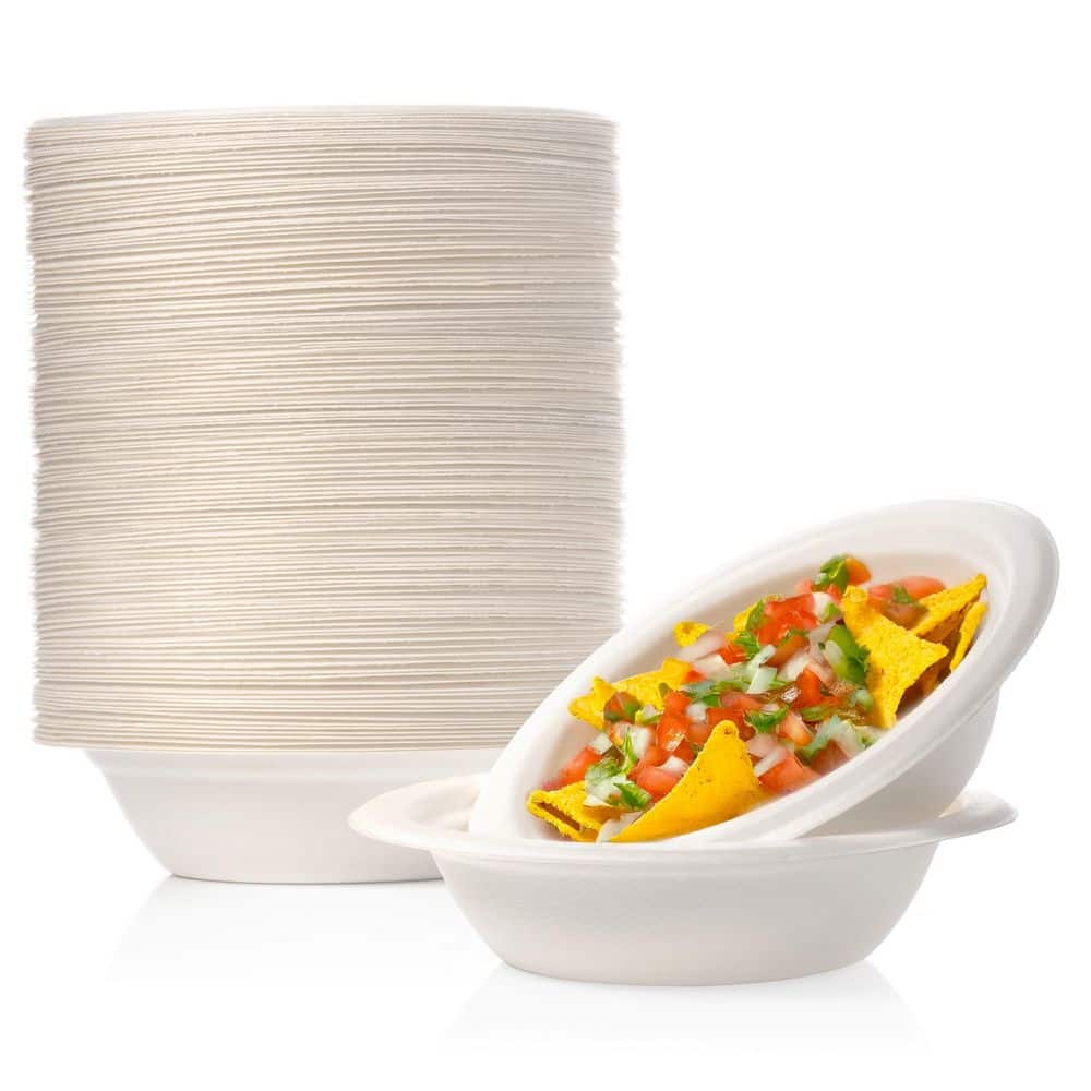 100% Compostable 12 oz. Unbleached Disposable Paper Bowls 125-Pack - Hercitys