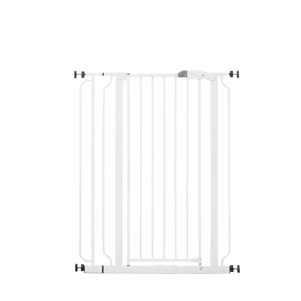 36 in. White Metal Easy Step Extra Tall Walk-Through Gate - Hercitys