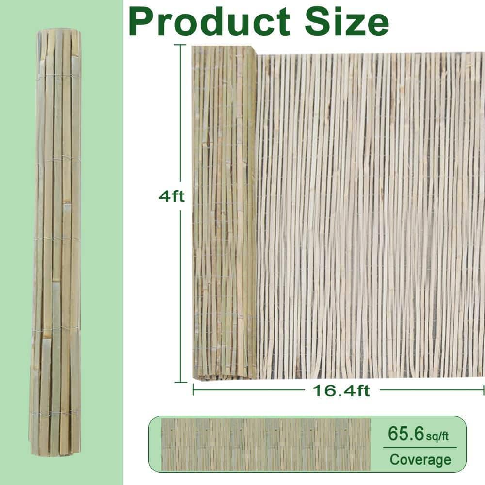 4 ft. x 16.4 ft. Bamboo Slat Garden Fence Natural - Hercitys