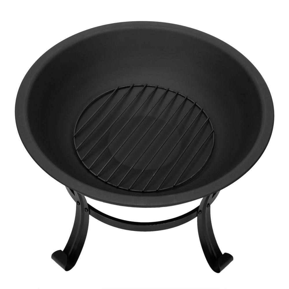 22 in.W Round Metal Wood Burning Fire Pit with Poker - Hercitys