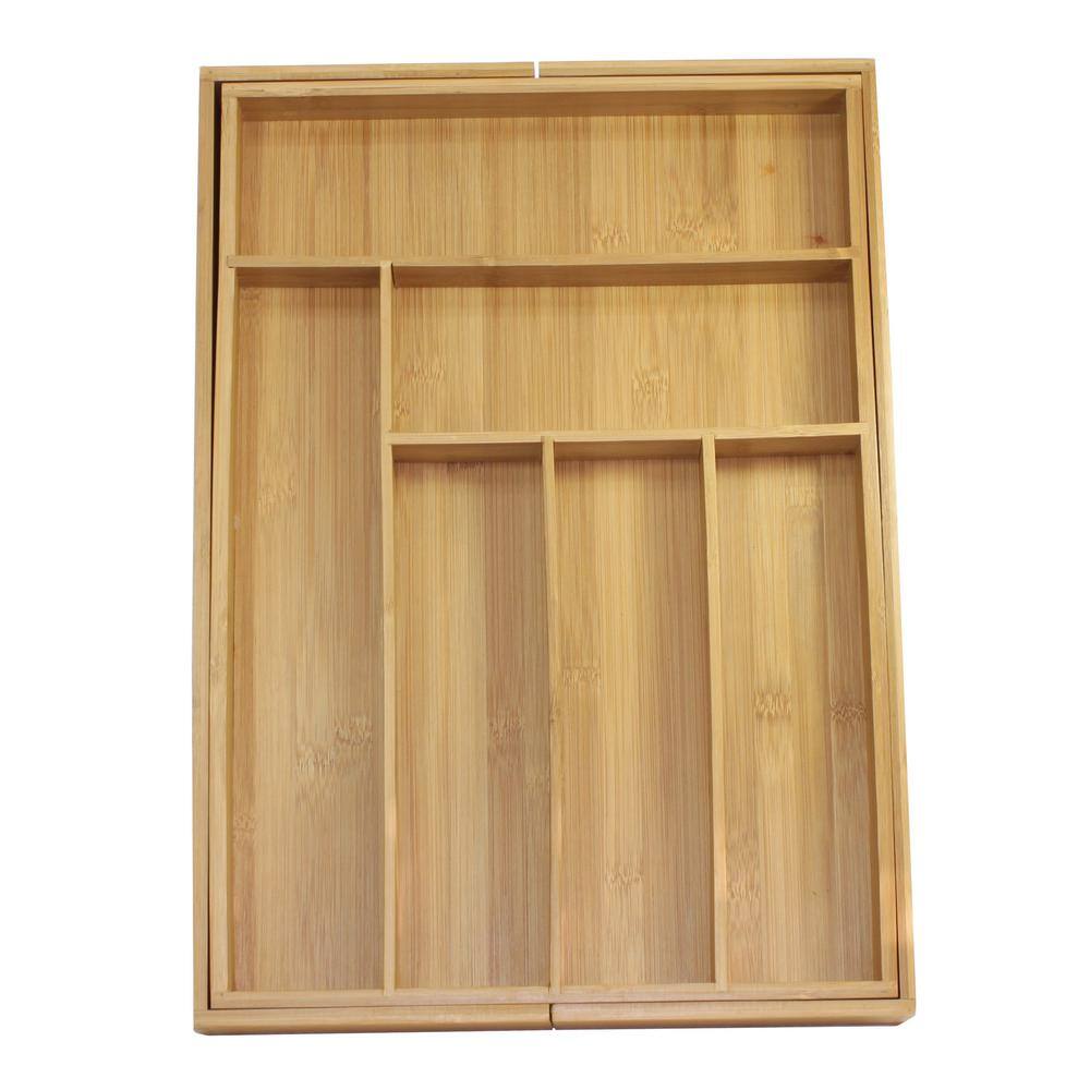 18 in. x 12.75 in. x 2 in. Bamboo Expandable Drawer Utensil Organizer Set (5-Piece) - Hercitys