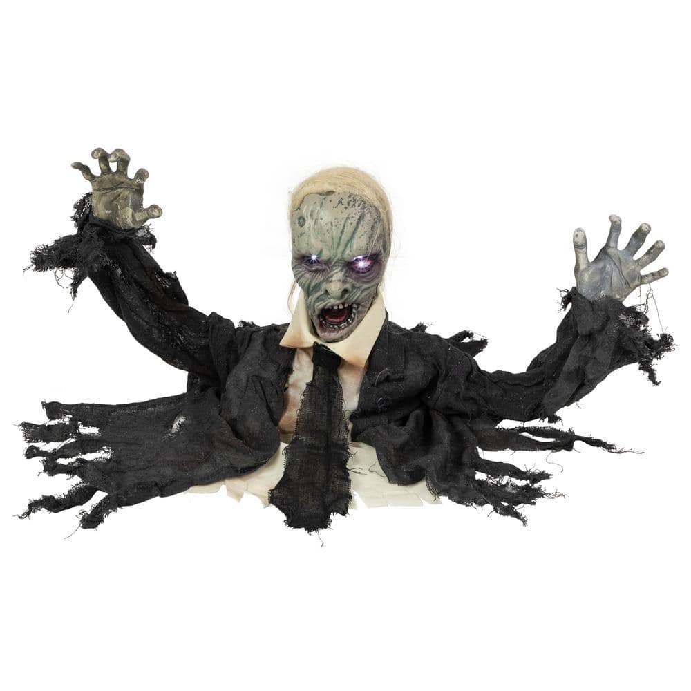 17 in. Lighted and Animated Groundbreaking Zombie Halloween Yard Decor - Hercitys