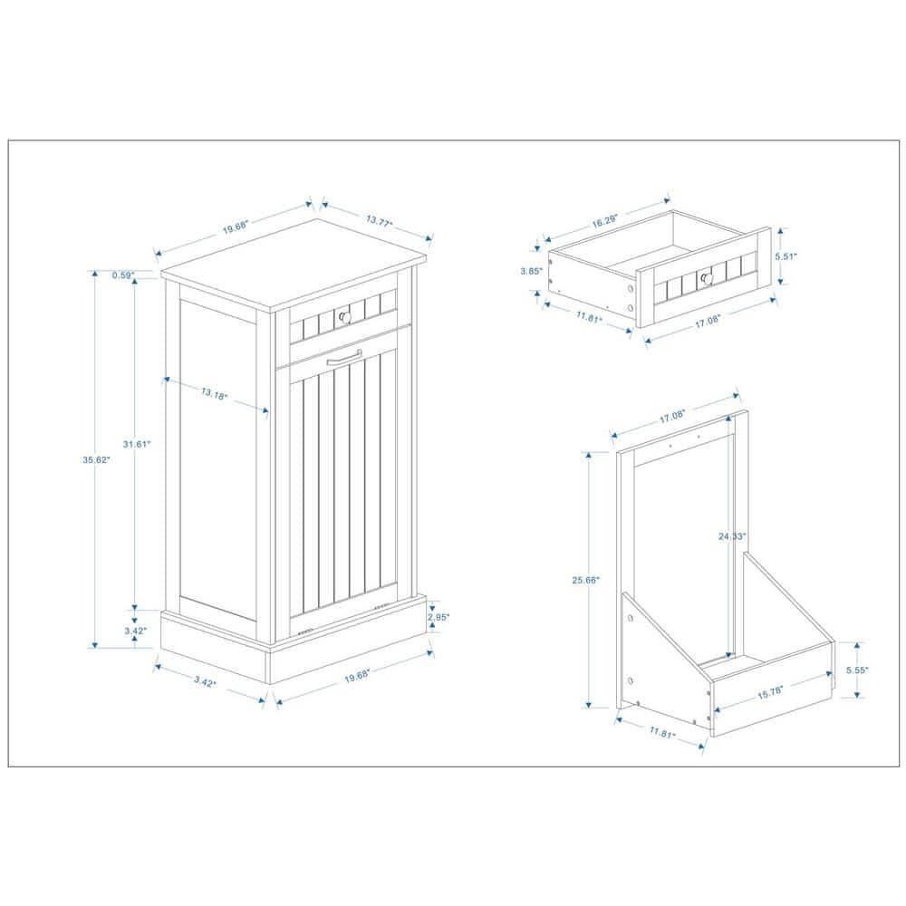 20 in Single Compartment Tilting Black Kitchen Trash Cabinet with 1 Drawer - Hercitys