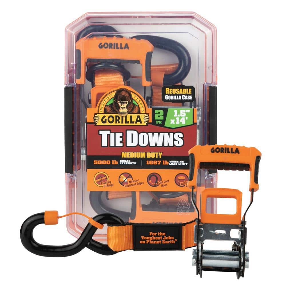 14 ft. x 1.5 in. Heavy-Duty Tie Down Ratchet Strap (2-Pack) - Hercitys