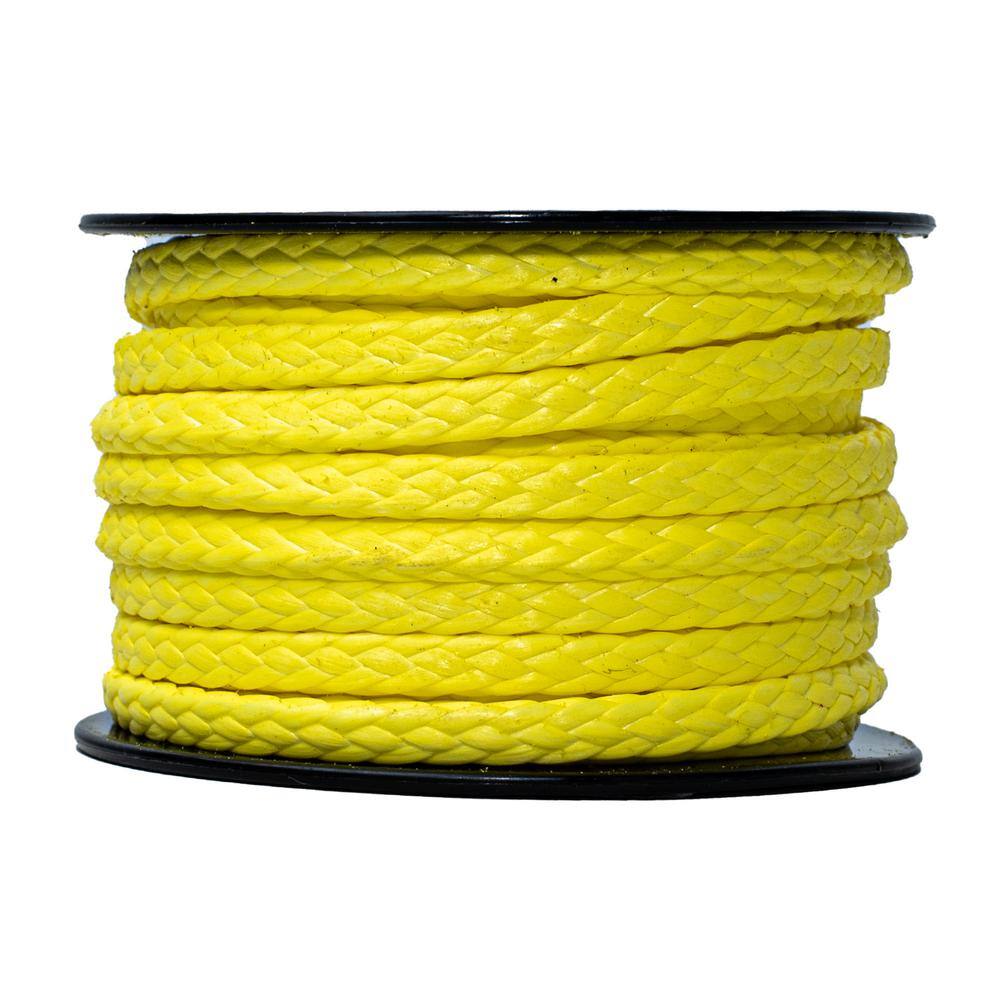 3/16 in. x 50 ft. – HMPE Polyethylene Braided Rope – Yellow - Hercitys