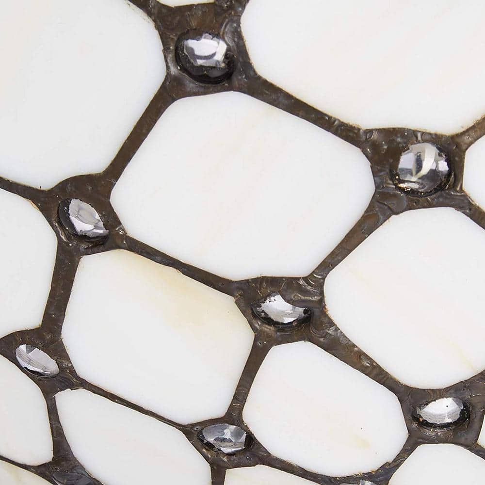 16 in. 2-Light White Tiffany Style Jeweled Flush Mount Ceiling Fixture Lamp - Hercitys