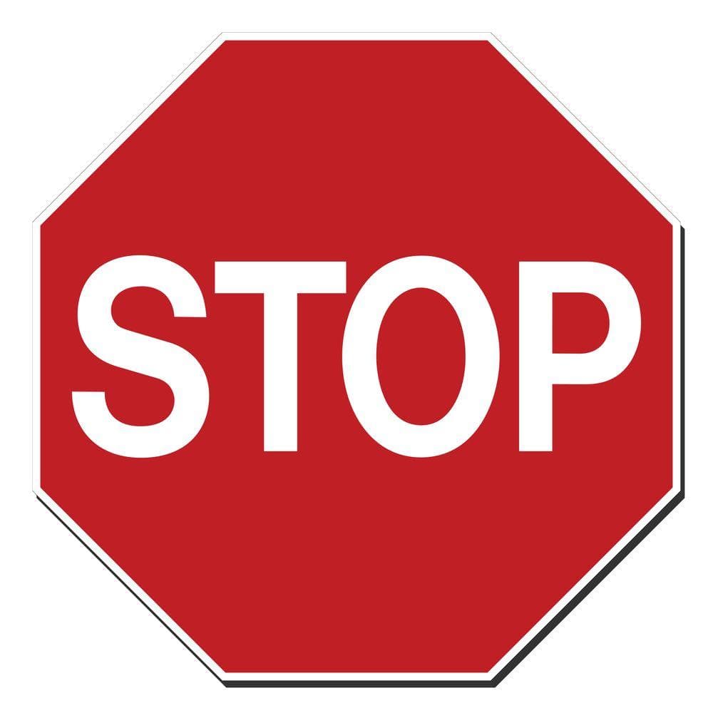 18 in. x 18 in. Octagon Stop Sign Printed on More Durable, Thicker, Longer Lasting Styrene Plastic - Hercitys