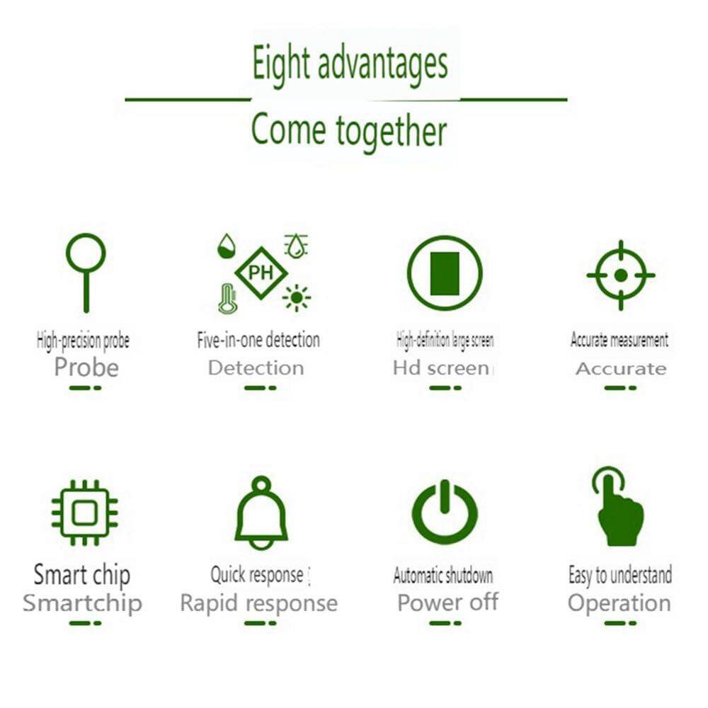 5-in-1 Soil Moisture Meter Flower and Gardening PH Tester ABS and Metal with Digital Display - Hercitys