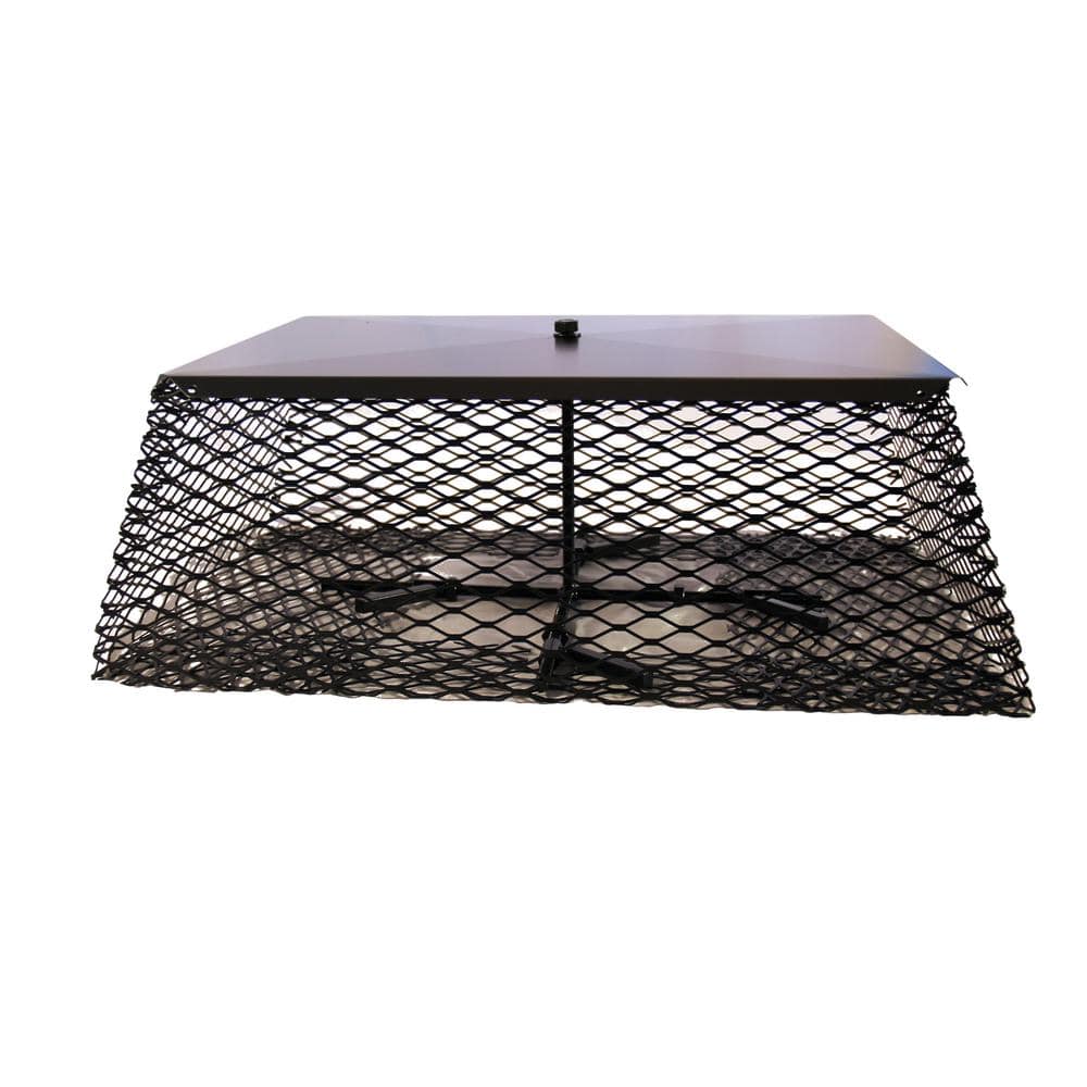 15 in. x 23 in. Galvanized Steel Adjustable Flue Guard Chimney Cap Spark Arrestor in Black - Hercitys