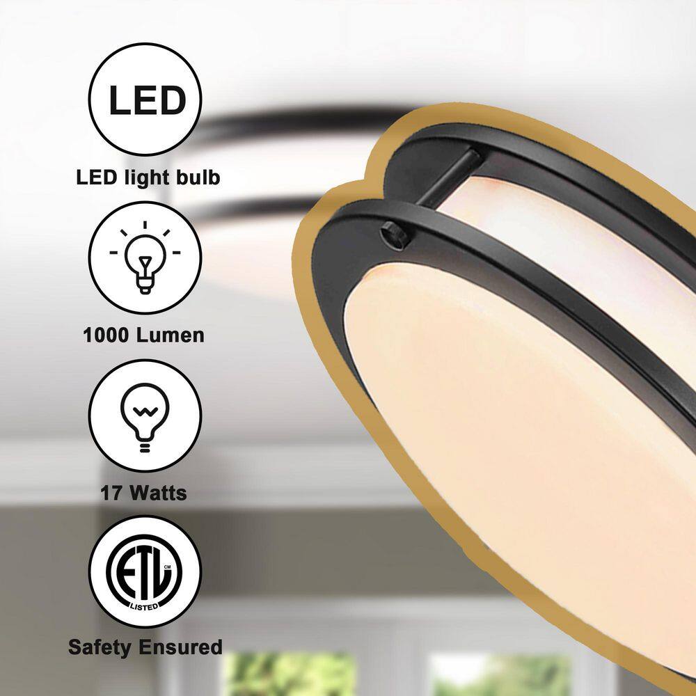 11 in. Modern Bronze 5CCT LED Integrated Flush Mount Fixture with Shade - Hercitys