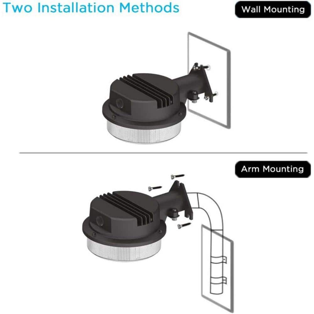 2 Pack 500-Watt Equivalent Integrated LED Bronze Weather Resistant 9000 Lumens LED Barn Light Dusk to Dawn Area Light - Hercitys