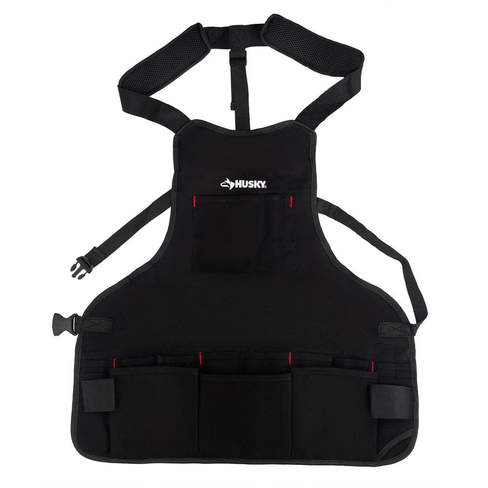 23 in. 16-Pocket Black Canvas Bib Tool Work Apron - Hercitys