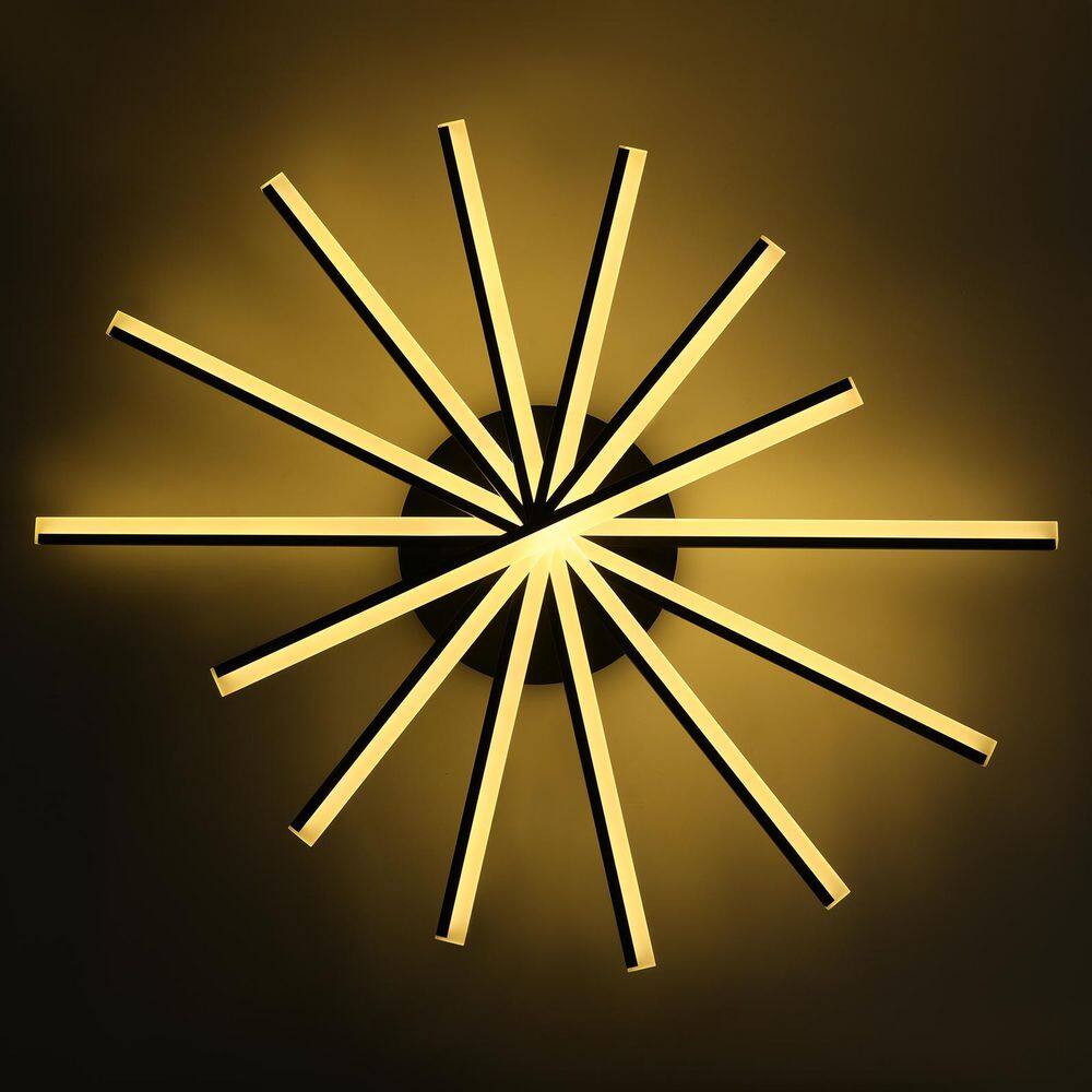 42.5 in. 7-Light Black Integrated LED Modern Creative Flush Mount Ceiling Lamp - Hercitys