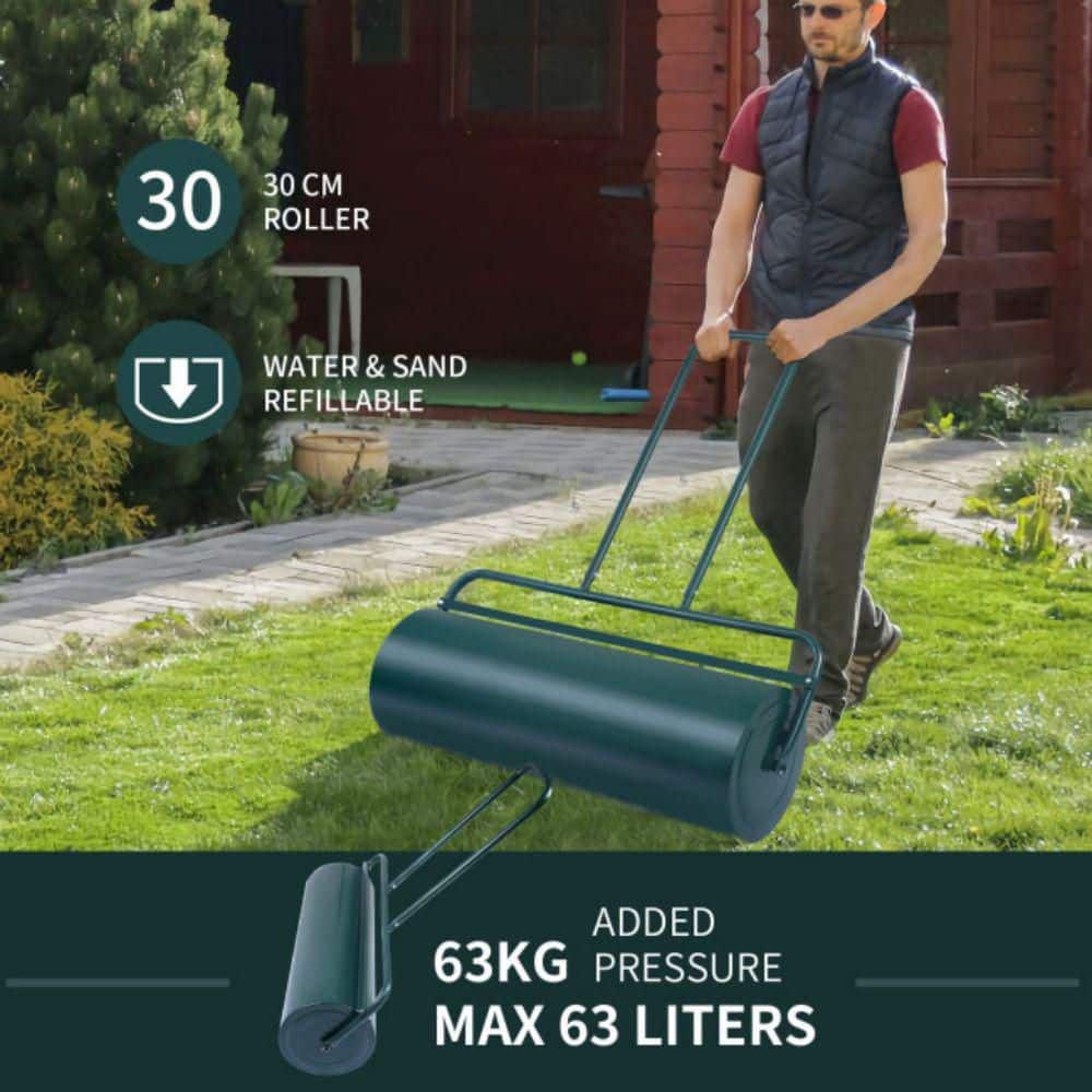 36 in. x 12 in. Tow Lawn Roller Water Filled Metal Push Roller - Hercitys