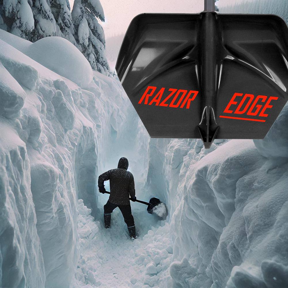 21 in. Crack Jumper Curb Scoop, Adjust 38 in. Vinyl-Coated Metal Handle, ABS-Plastic Blade, Ergonomic Grip Snow Shovel - Hercitys