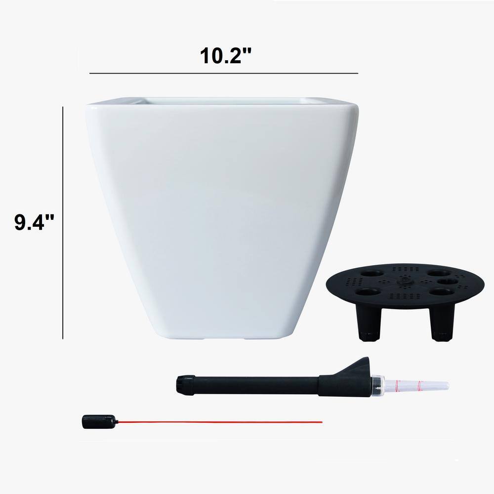 5.5/10 in. White Square Cone Plastic Self-watering Planter Pot, Set of 2 - Hercitys