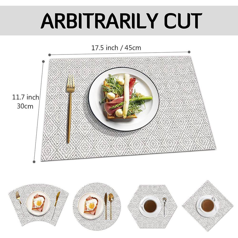 18 in. x 12 in. White Weave Vinyl Placemat (Set of 4) - Hercitys
