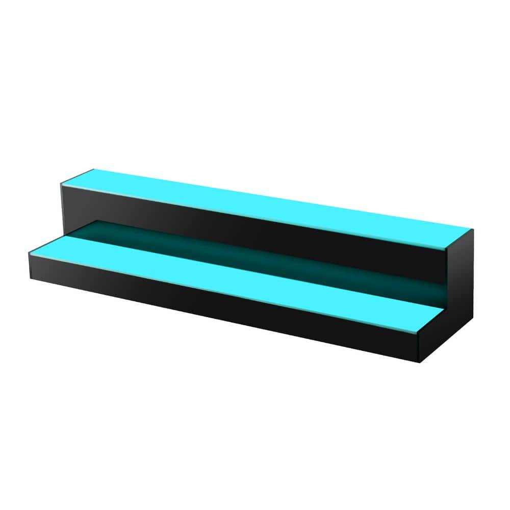 30 in. 2-Tier LED Lighted Liquor Bottle Display, Acrylic Bar Shelf with RF Remote, App Control and Multicolor Lighting - Hercitys