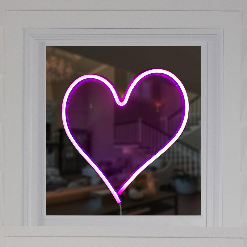 13.5 in. Neon Style LED Lighted Valentine’s Day Heart Window Silhouette Sign - Hercitys