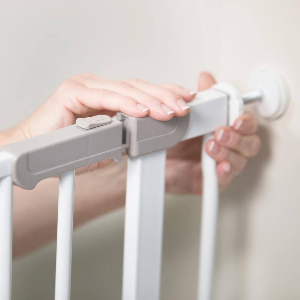 30 in. Tall Metal Ava 29.5 in. -36.5 in. Wide Pressure Mounted Walk-Thru Baby Gate – White - Hercitys