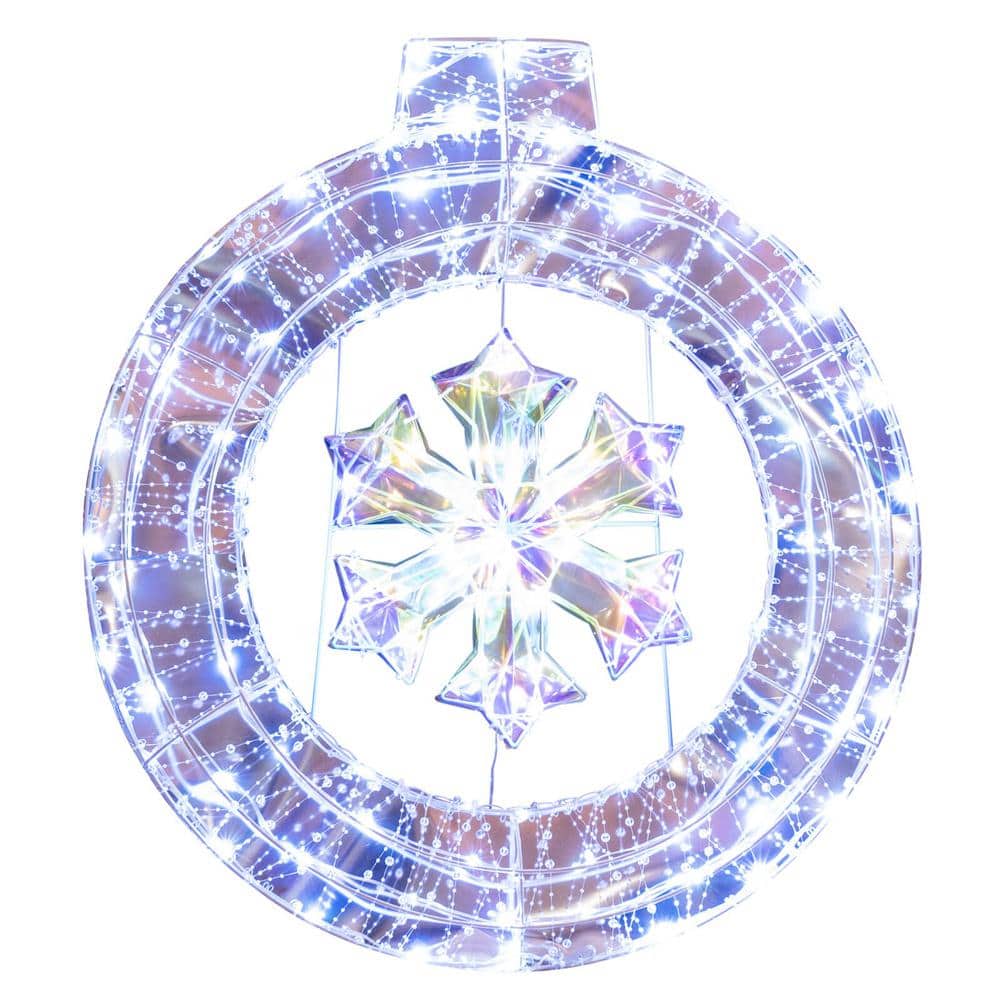 33 in. White PreLit White Light Artificial Christmas Wreath with 128 Cold White LED Lights - Hercitys