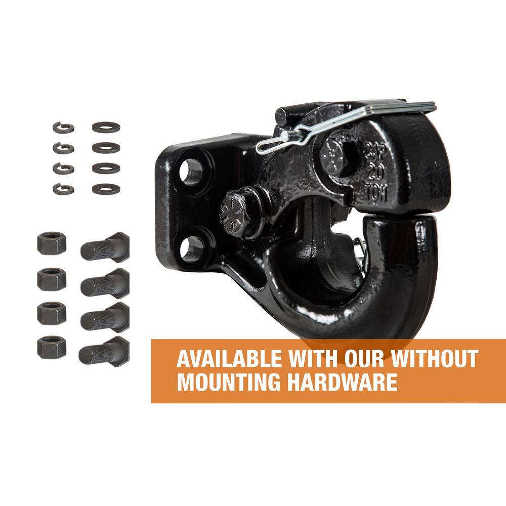 20 Ton Pintle Hook Hitch Mount Kit Fits 2 in. to 3 in. Lunette Eyes - Hercitys