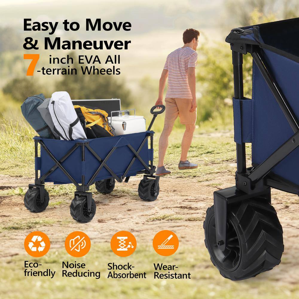 4.42 cu. ft. Blue Oxford Fabric Garden Cart - Hercitys