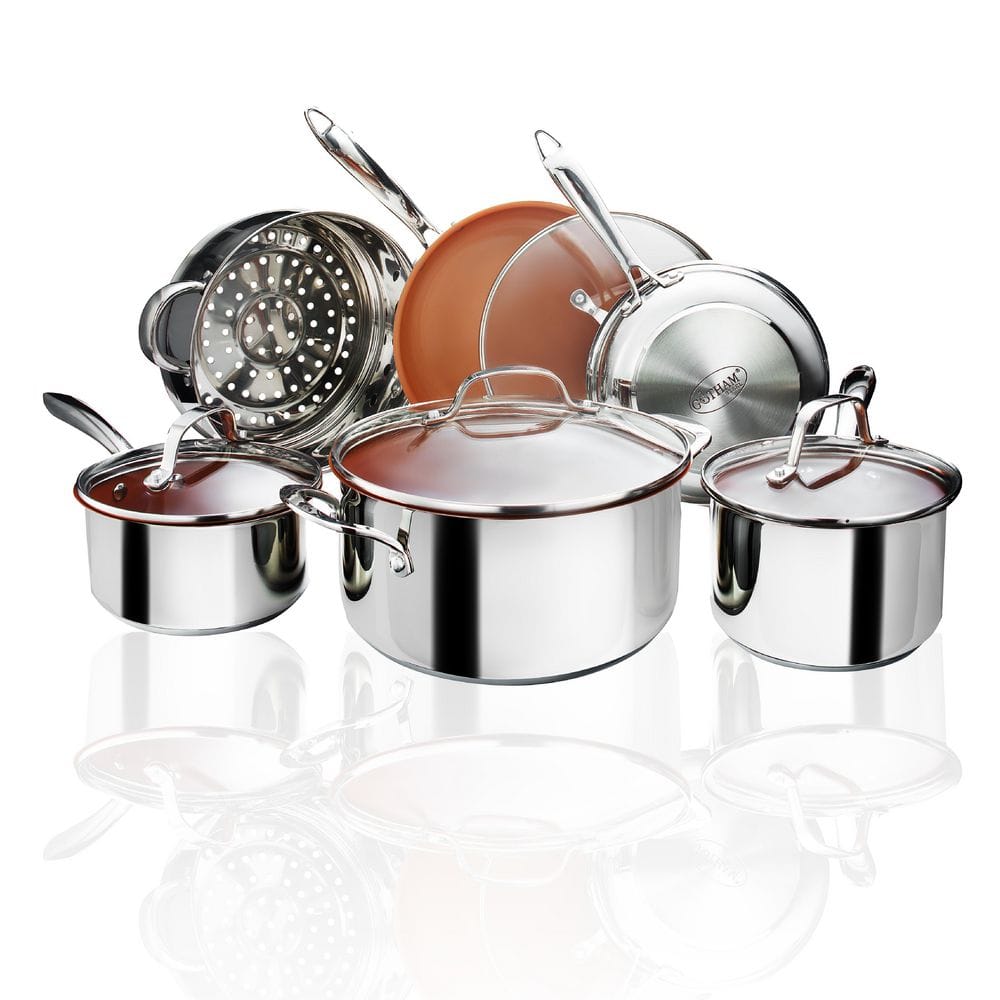 10-Piece Stainless Steel Ti-Cerama Non-Stick Premium Cookware Set with Lids - Hercitys