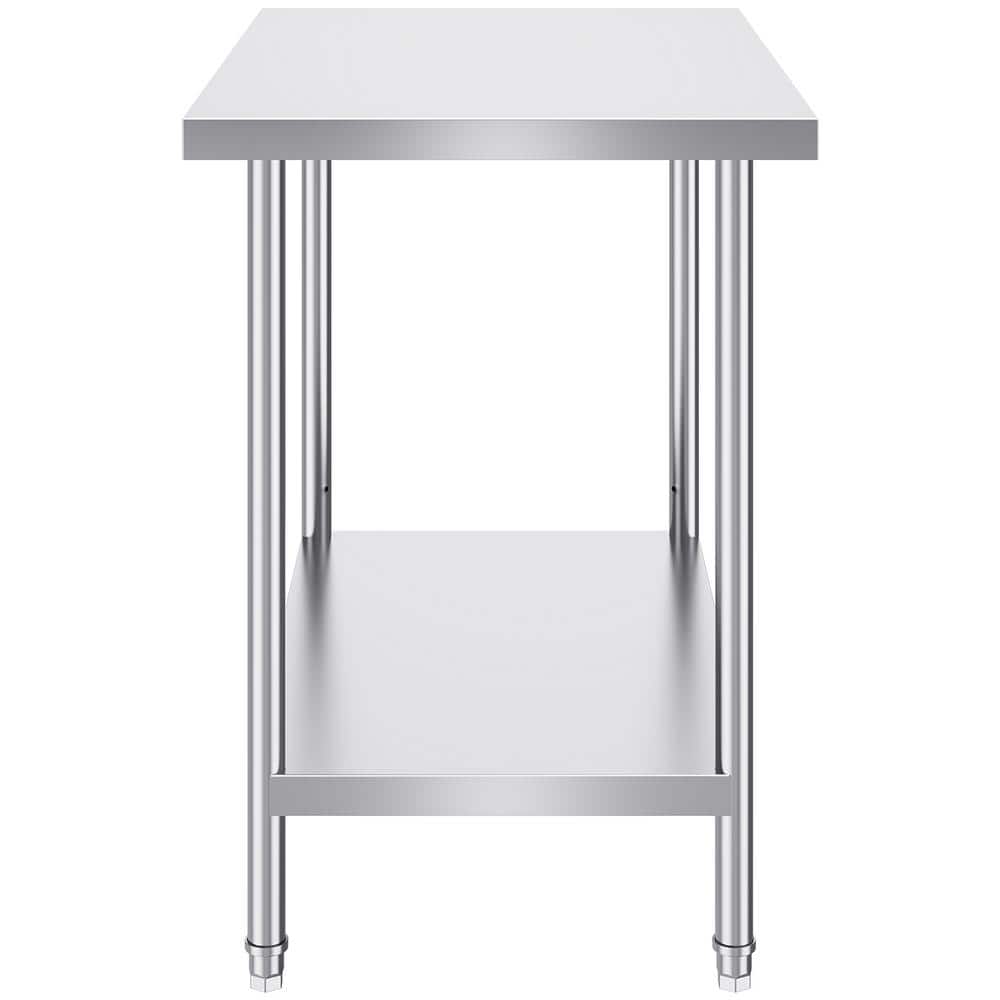 24 x 36 x 34 in. Stainless Steel Prep Table, 750 lbs. Capacity, Heavy Duty Kitchen Prep Table 3 Adjustable Height Levels - Hercitys