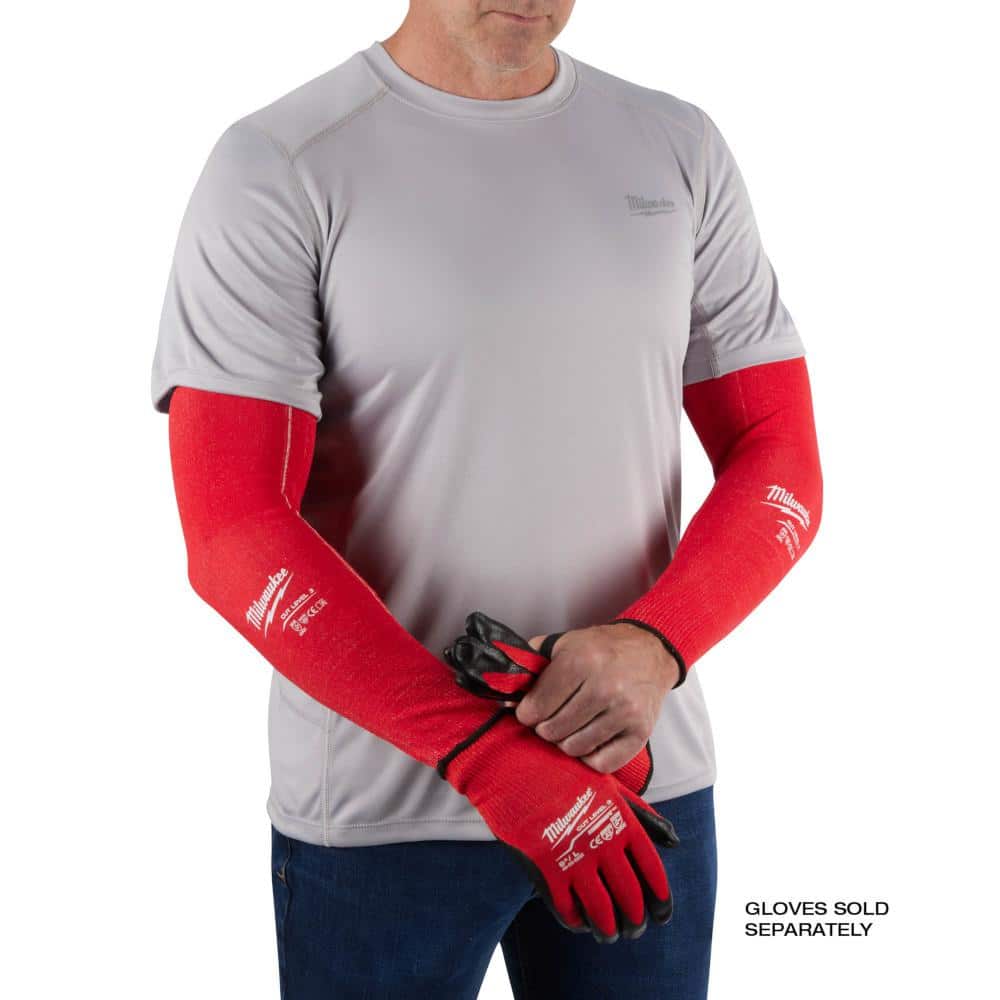 16 in. Red 4-Way Stretch Cut 3 Resistant Protective Arm Sleeves - Hercitys