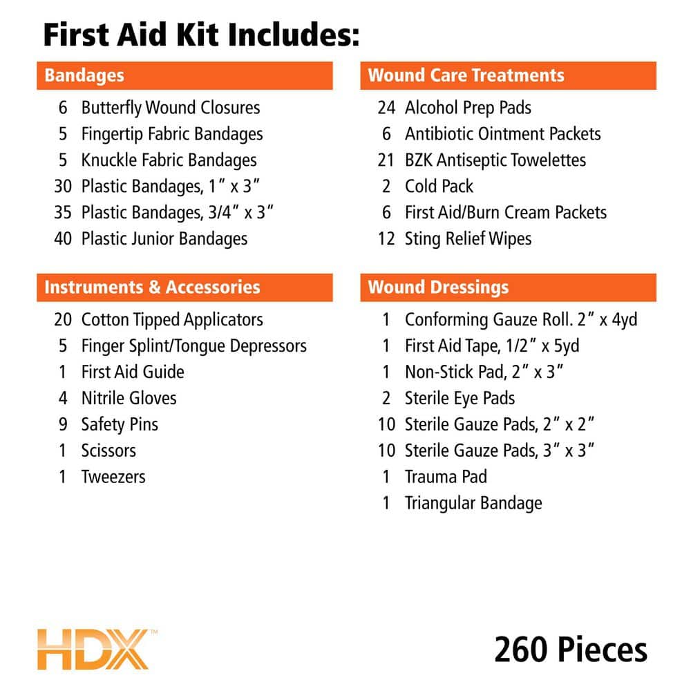 260-Piece OSHA Plastic First Aid Kit - Hercitys