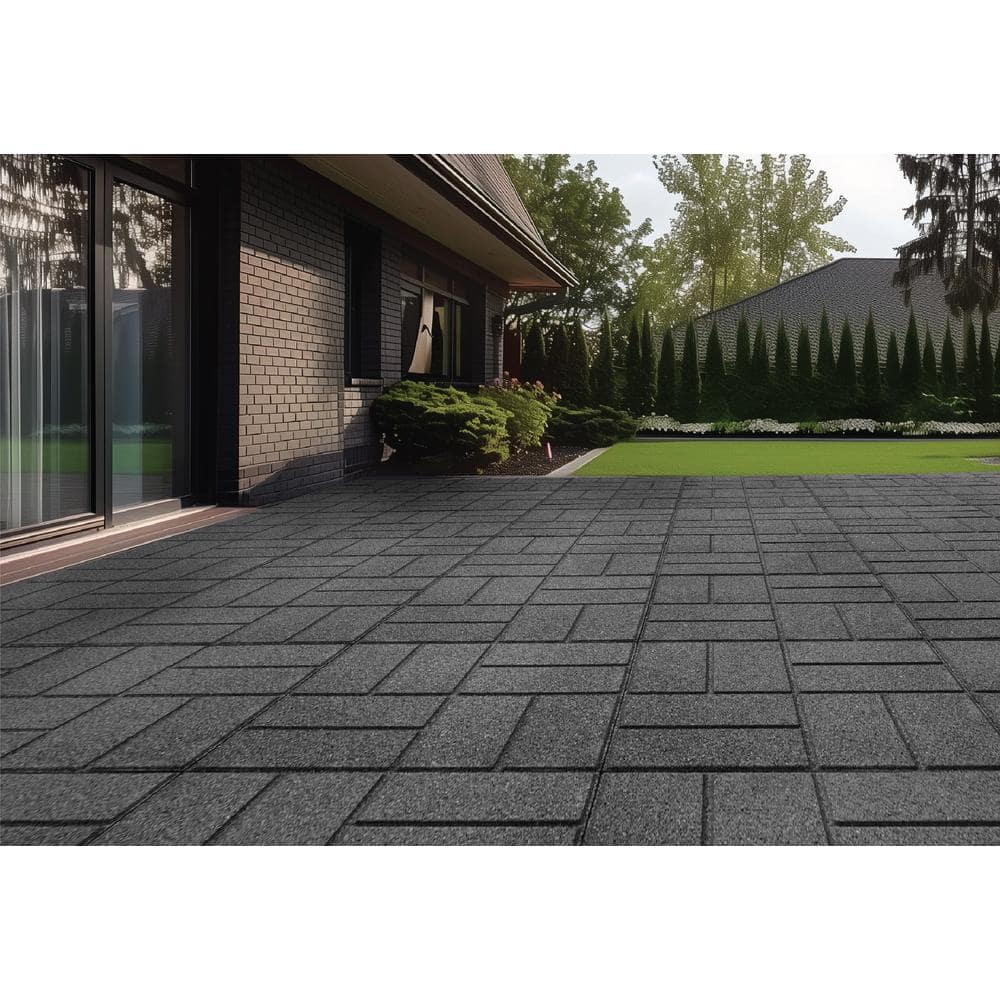 16 in. x 16 in. x 5/8 in. Gray SmartLoc Rubber Paver (9-Pack) - Hercitys