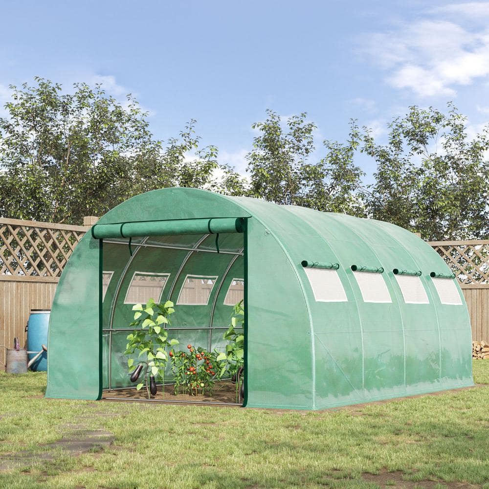 156 in. W x 116.4 in. D x 78 in. H Green Walk-In Greenhouse - Hercitys