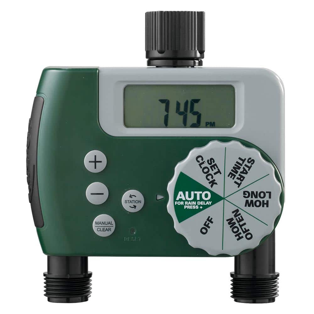 2-Zone In-Ground 1/2 in. Sprinkler System with Hose Faucet Timer - Hercitys