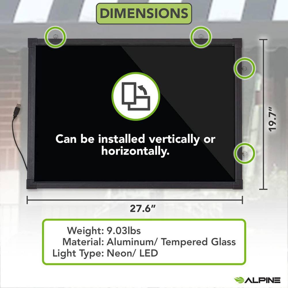 28 in. x 20 in. LED Illuminated Hanging Message Writing Board - Hercitys