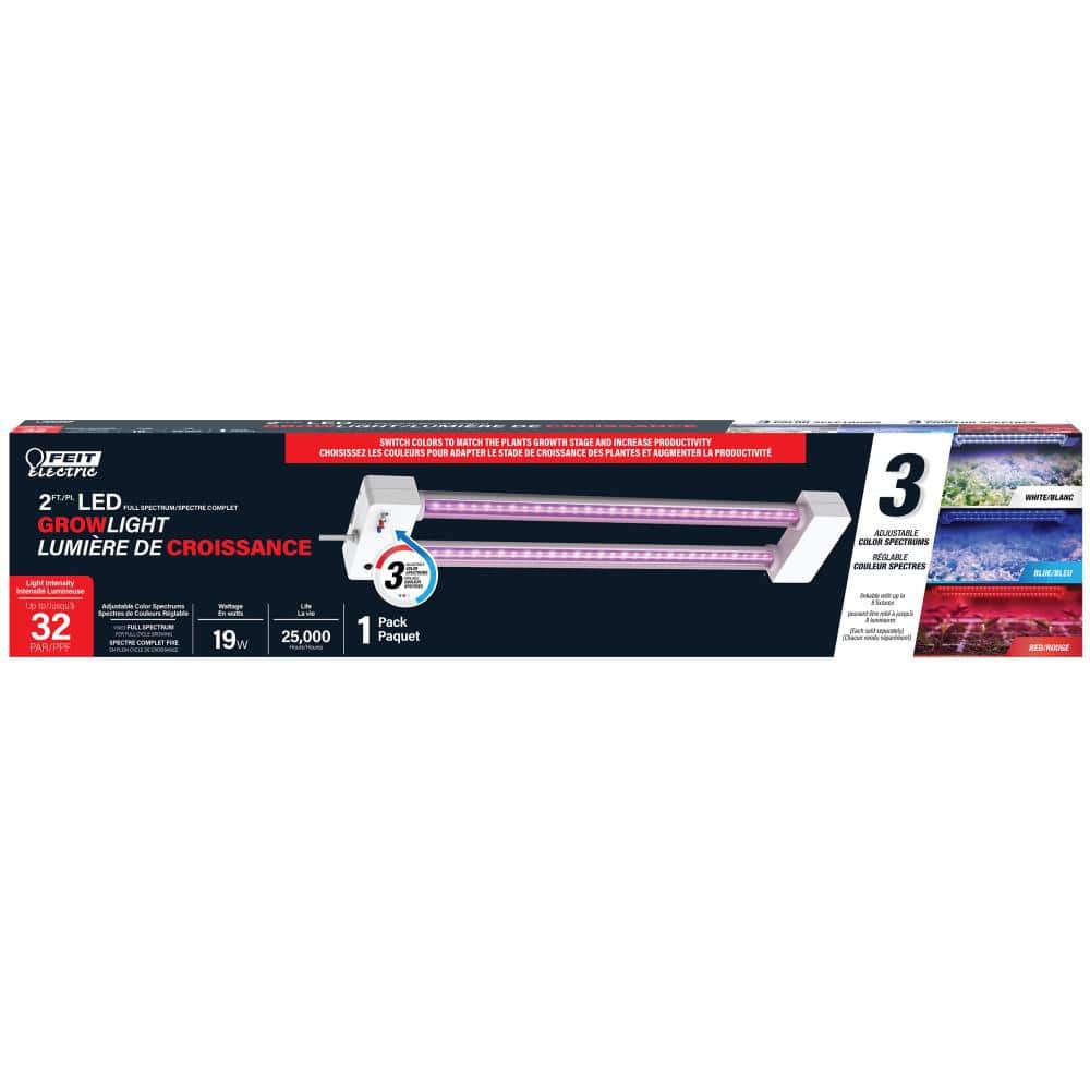 24 in. 19-Watt White LED 3 Adjustable Spectrum Linkable Plant Grow Light Fixture White Adjustable Light - Hercitys