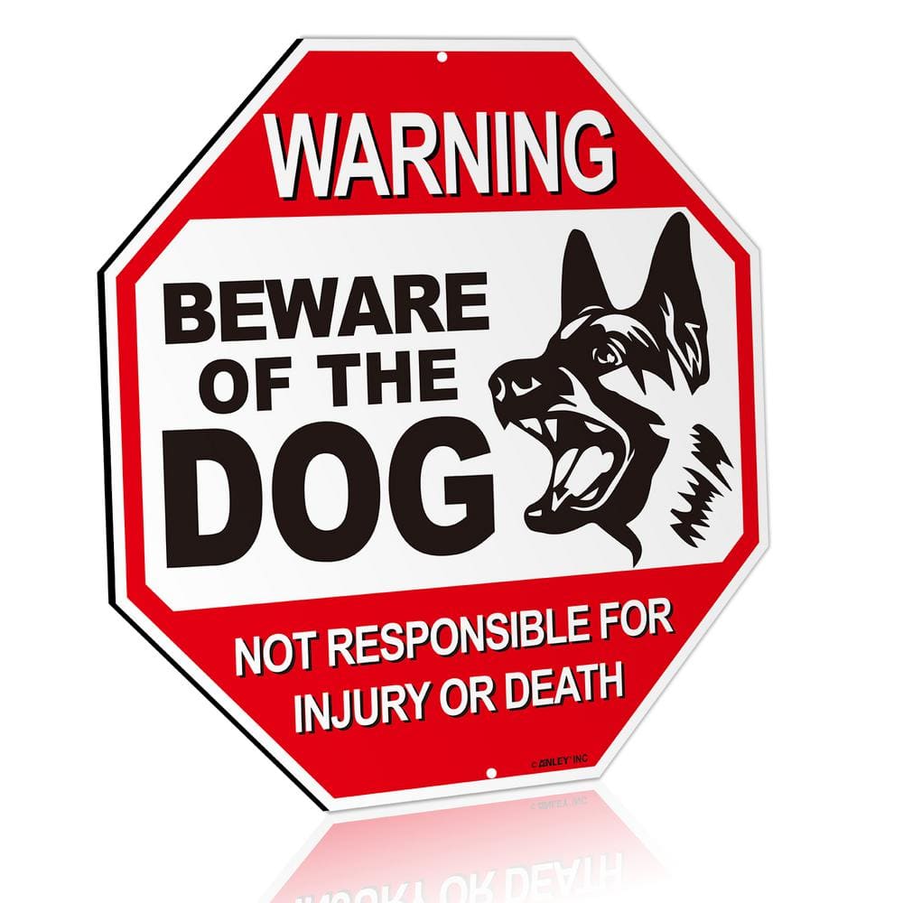 12 in. x 12 in. Beware of The Dog Aluminum Warning Sign, No Responsible for Injury or Death Warning Dog Sign - Hercitys
