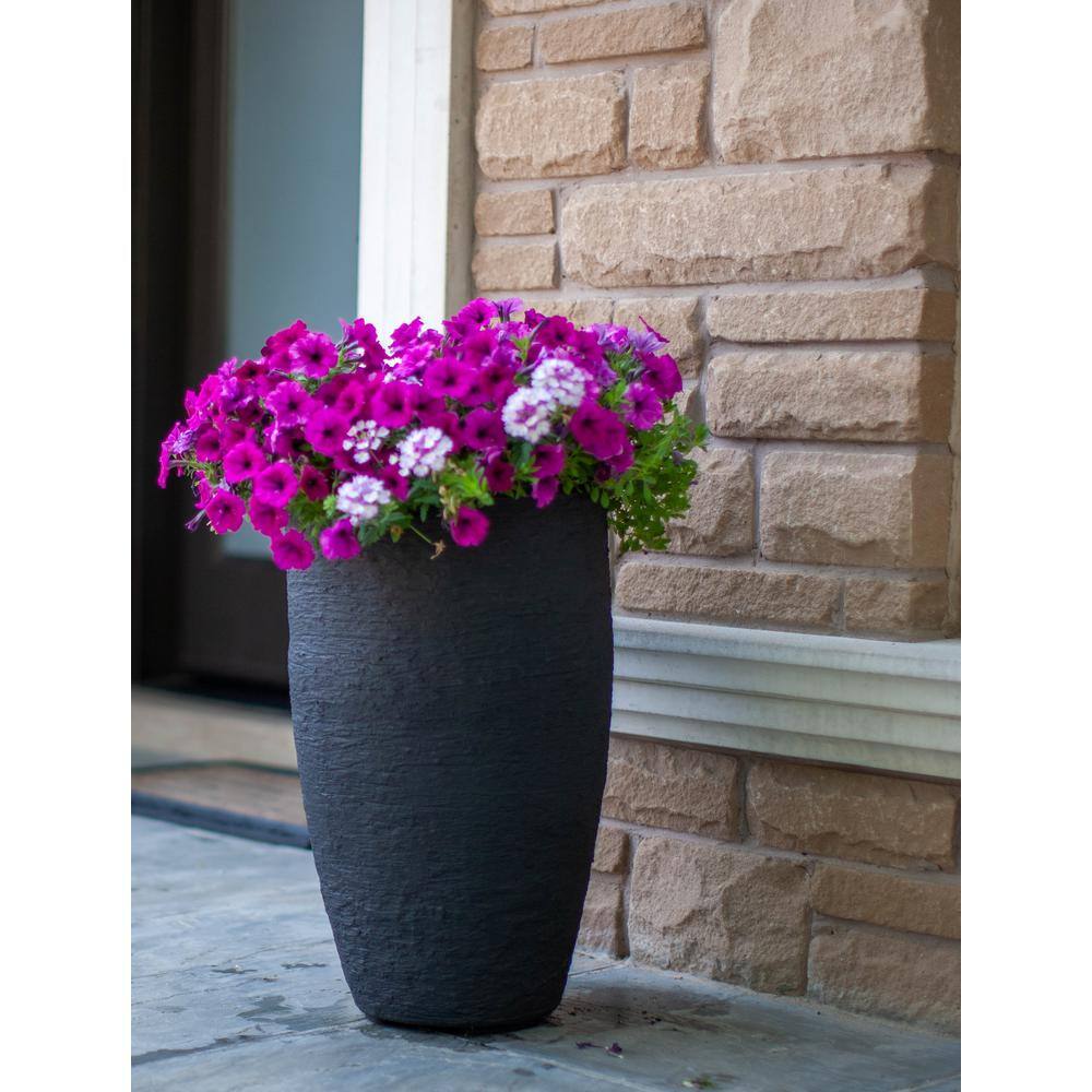 24 in. H x 15 in. W Black 100% Recycled Athena Polyethylene Self-Watering Planter - Hercitys