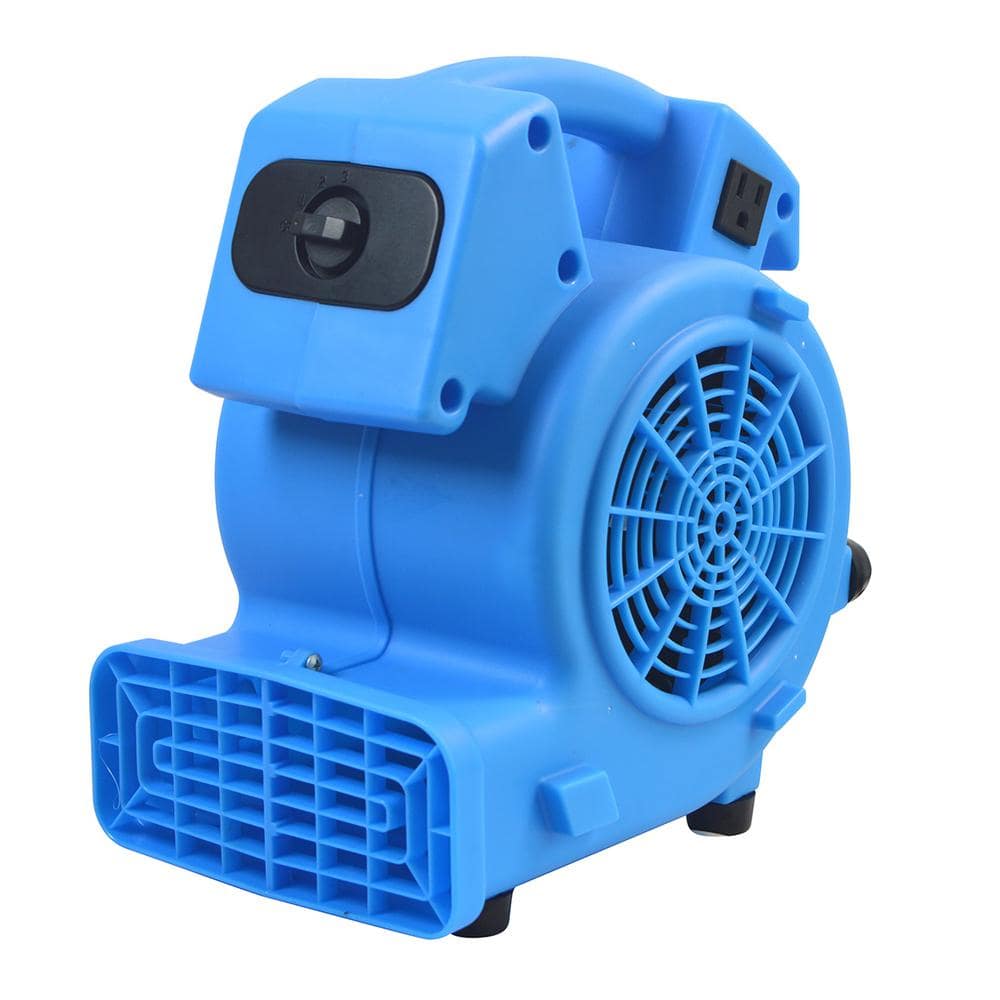 11 in. 1/8 HP 3-Speed Blower Fan in Blue with Daisy Chain Capability, Stackable - Hercitys