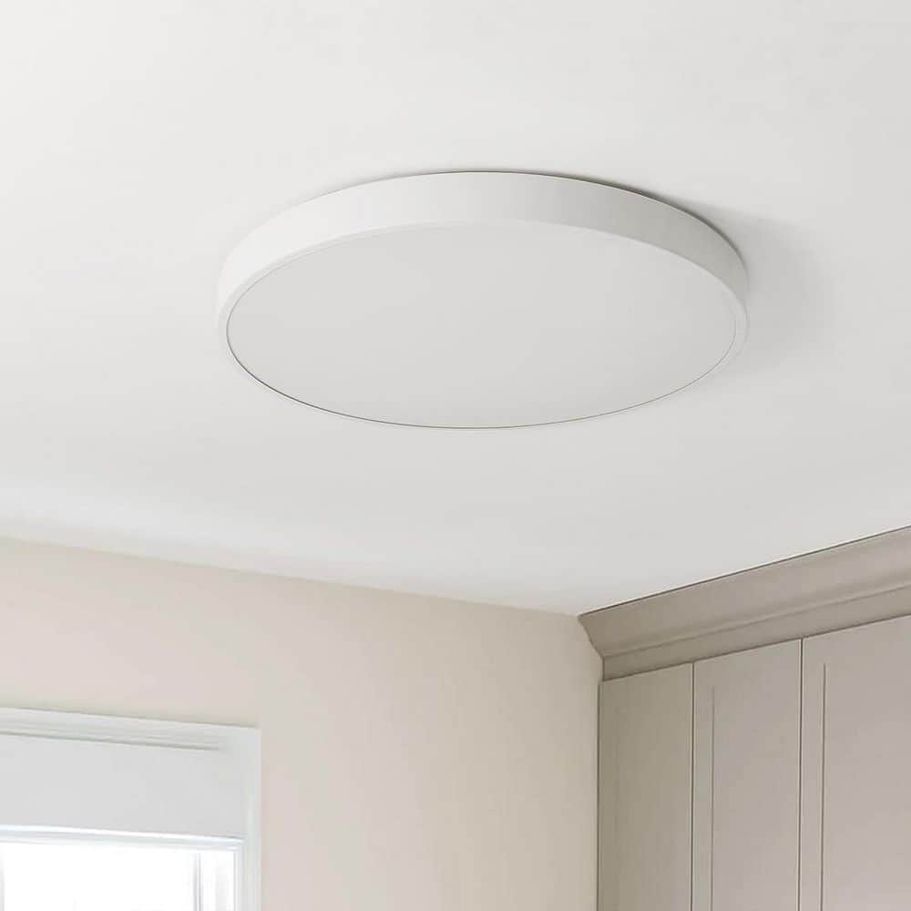 11.8 in. 24-Watt LED Flush Mount Ceiling Light White Close to Ceiling Light with PS Shade - Hercitys