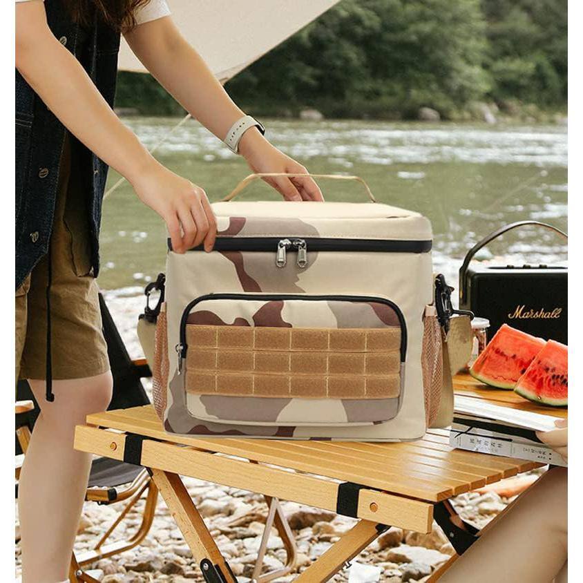 15.85 qt. Waterproof Desert Camouflage Insulated Lunch Bag Cooler Box for Tracel  Camping and Beach - Hercitys