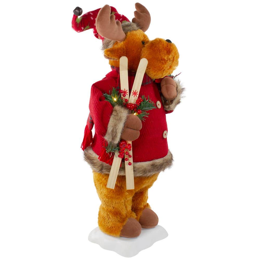 24 in. Lighted Standing Animated Moose Musical Christmas Figure - Hercitys