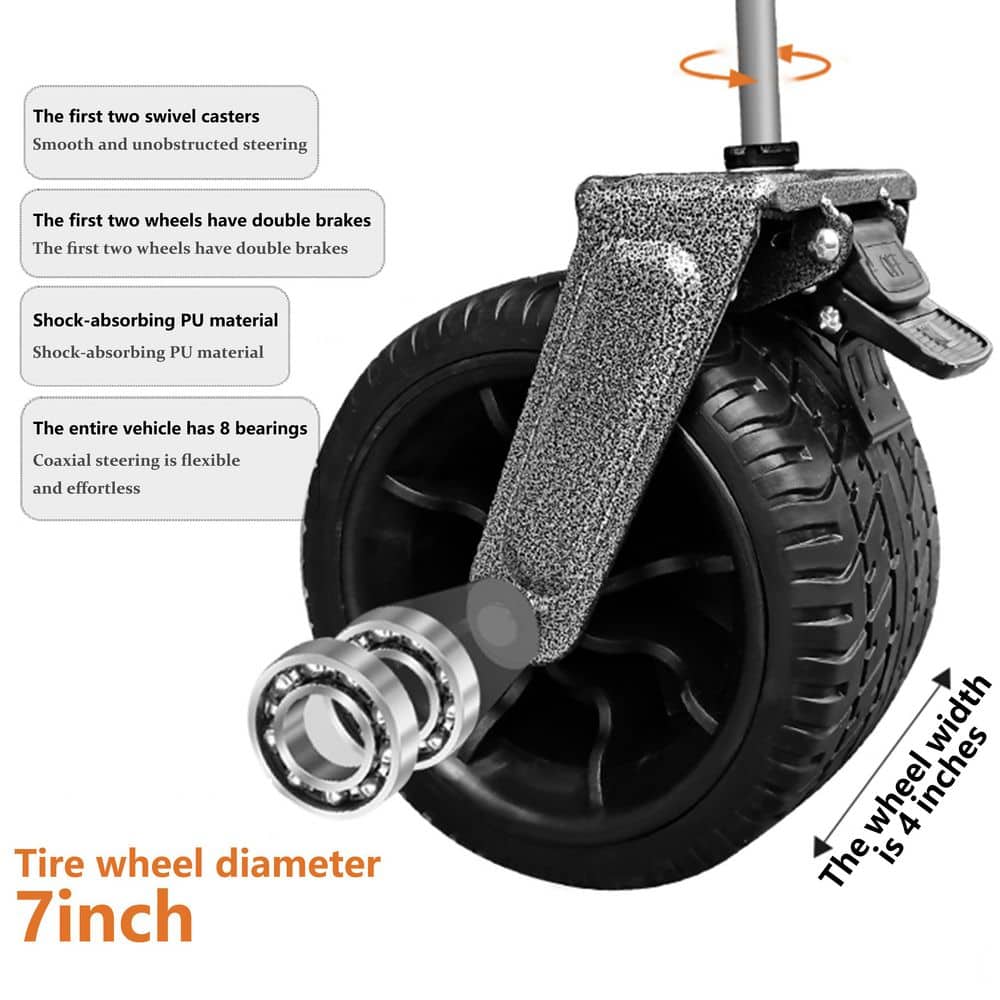 4.6 cu. ft. Utility Steel Park Garden Cart Tool Customized Color Folding Camping Trolley Outdoor Picnic Beach Wagon, Red - Hercitys