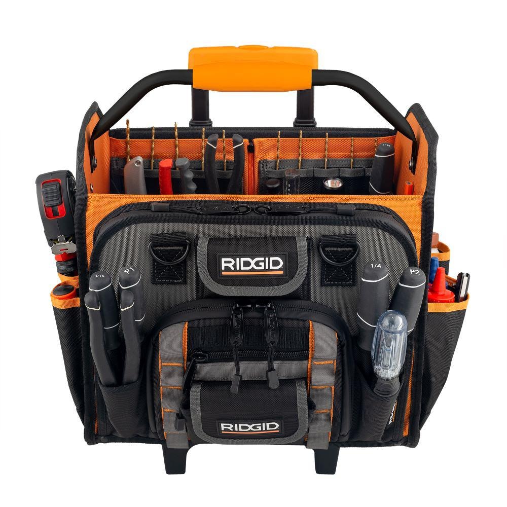 17 in. 62 Pocket Professional Grade Open Top Rolling Tool Bag - Hercitys