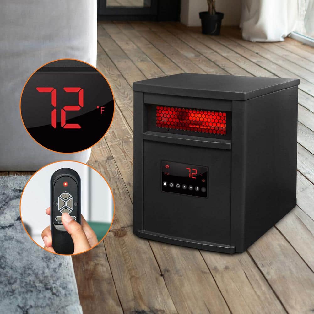 1500-Watt Electric Cabinet 6-Element Infrared Heater with Black Steel - Hercitys
