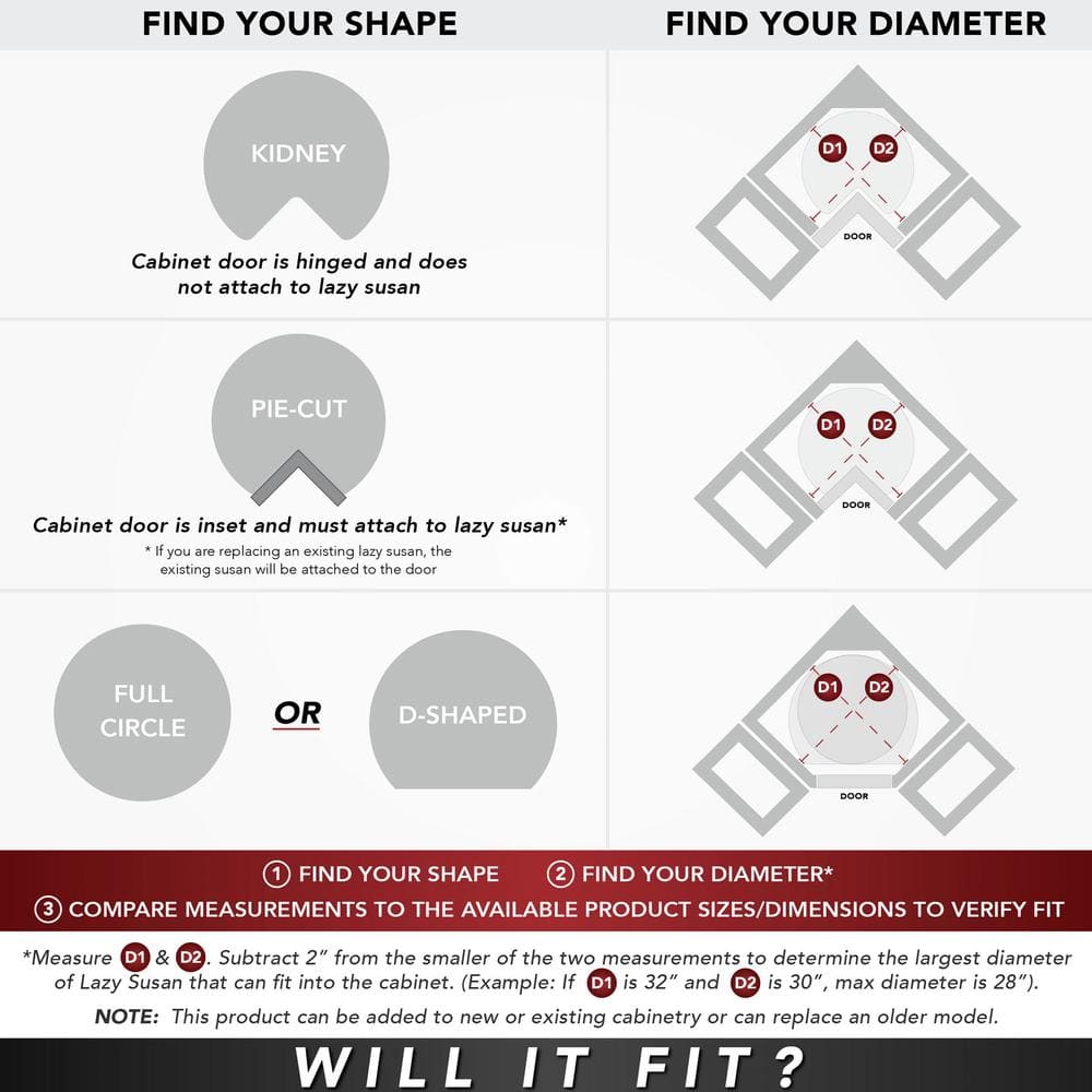 2-Shelf White 28 in. Lazy Susan Pie-Cut Polymer - Hercitys