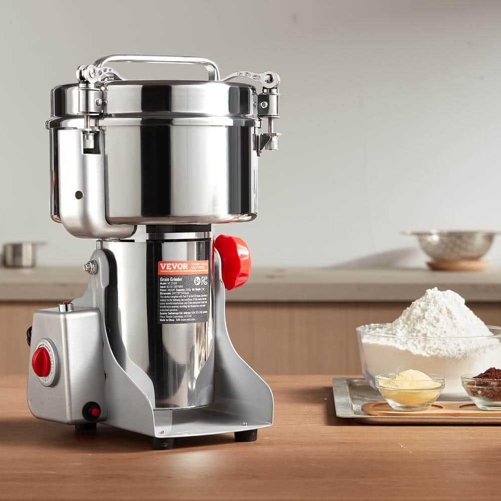 2000g Electric Grain Mill Grinder, High Speed 3400-Watt Commercial Grinders, Stainless Steel Pulverize Powder Machine - Hercitys