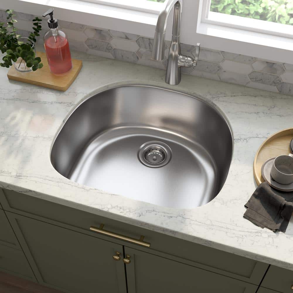 23 in. Undermount Single Bowl 18 Gauge Stainless Steel Kitchen Sink - Hercitys