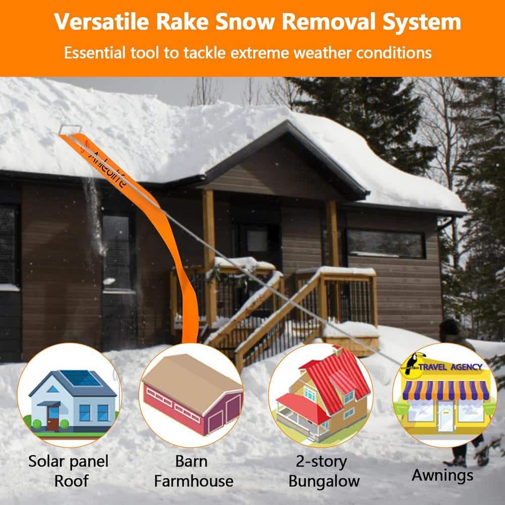 2 in 1-Combo Pack 252 in. Aluminum Telescoping Handle Roof Rake Snow Removal System - Hercitys